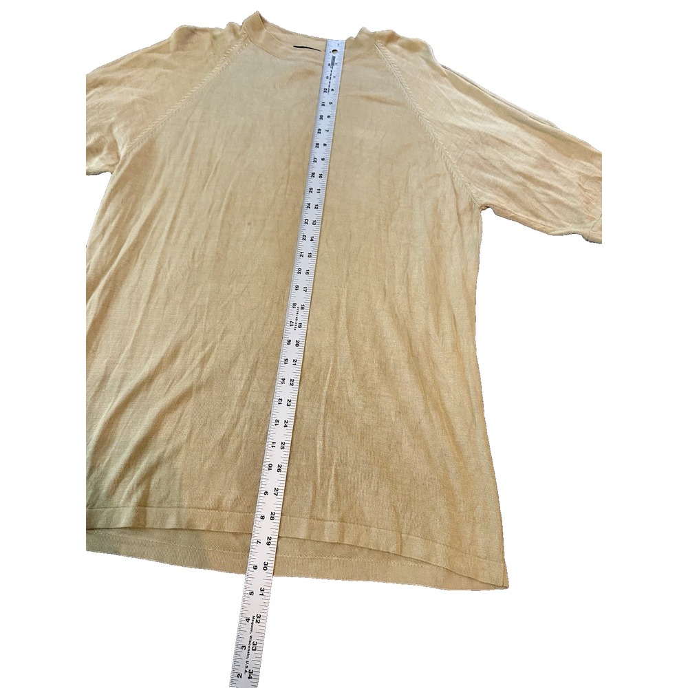 Vintage Kevoman 100% Silk Beige Yellow Mens Shirt XL Quiet Luxury Preppy Office - Picture 3 of 5